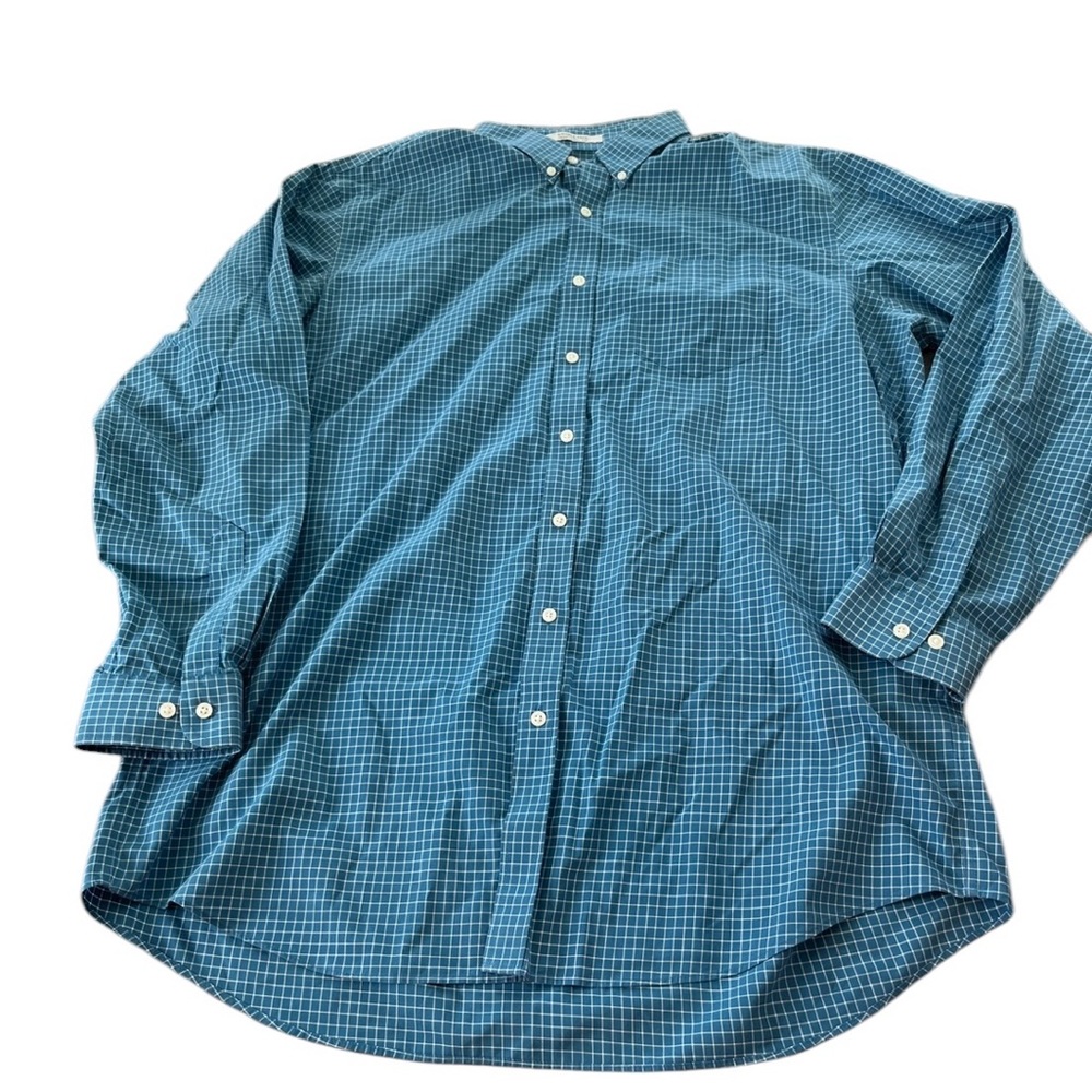 L.L. Bean Men’s Wrinkle Free Blue White Checkered Button Down Shirt Size XLT